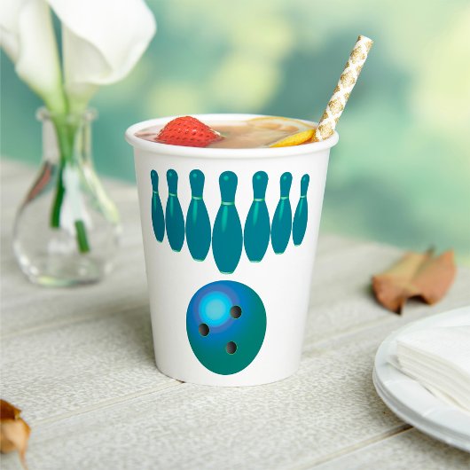 Bowling Ball und Buttone Spaß beim Sport Pappbecher