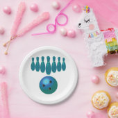 Bowling Ball und Buttone Spaß beim Sport Pappteller (Party)