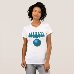 Bowling Ball und Buttone Spaß beim Sport T-Shirt