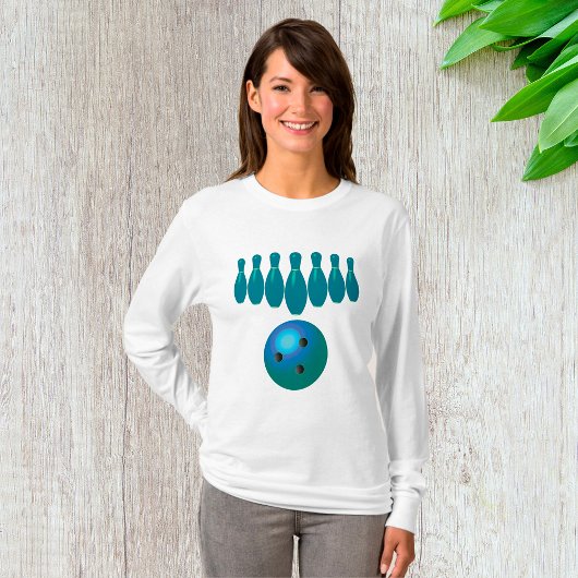 Bowling Ball und Buttone Spaß beim Sport T-Shirt
