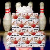 Bowling Ball und Buttone Strike! Name Birthday hin Geschenkpapier