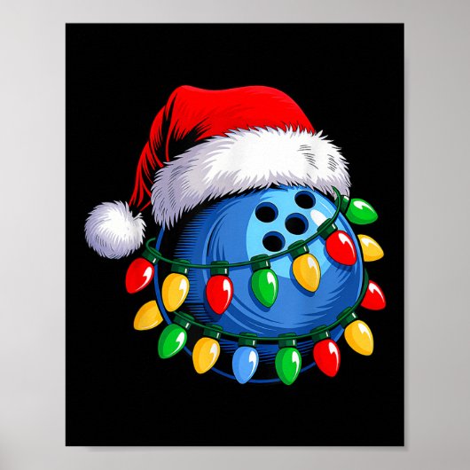 Bowling Ball Weihnachtsmannmütze Weihnachten Bowli Poster (Vorne)