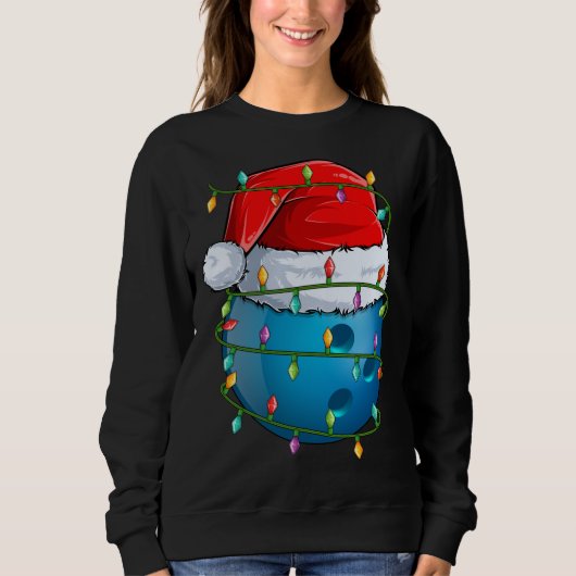 Bowling Ball Xmas Lighting Weihnachtsmannmütze Bow Sweatshirt (Vorderseite)