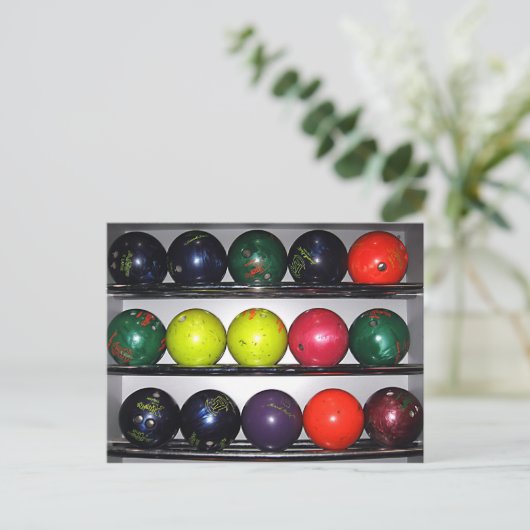Bowling Balls Postkarte (Stehend Vorderseite)