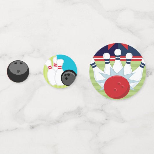 Bowling Balls und Bowling Buttone Konfetti (Vorderseiten)