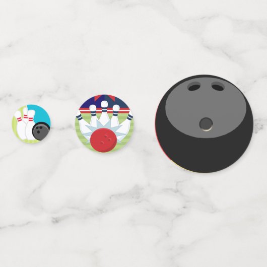 Bowling Balls und Bowling Buttone Konfetti (Rückseiten)