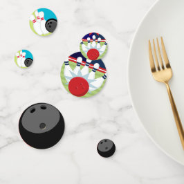 Bowling Balls und Bowling Buttone Konfetti