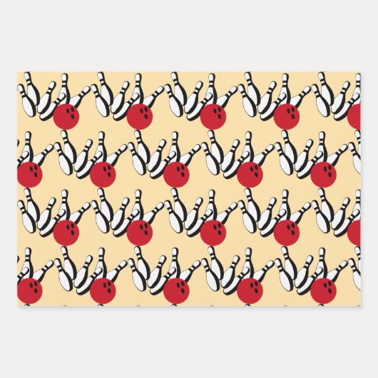 Bowling Balls und Buttone Design Geschenkpapier Set (Vorderseite 3)