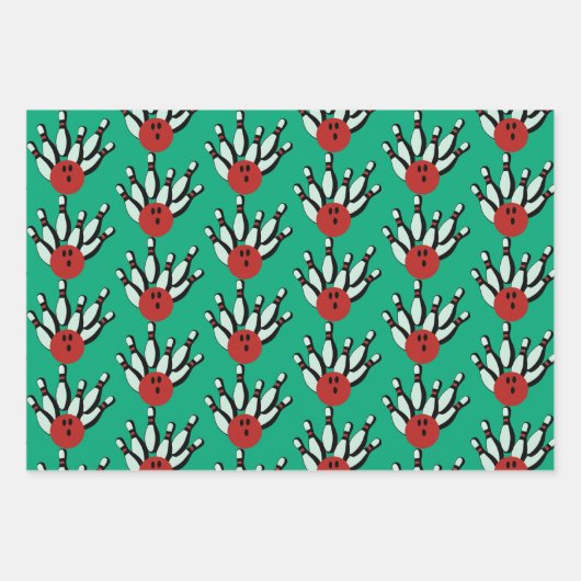 Bowling Balls und Buttone Design Geschenkpapier Set (Vorderseite 2)