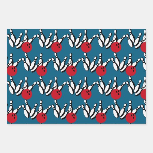 Bowling Balls und Buttone Design Geschenkpapier Set (Vorderseite)