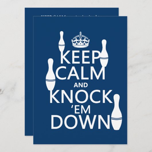 Bowling Behalte Calm und klopfen Sie alle Farben e Einladung (Vorne/Hinten)