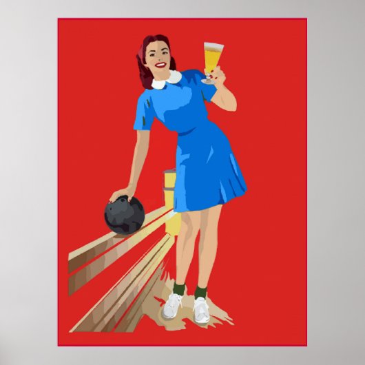 Bowling, Bier, Spaß Poster (Vorne)