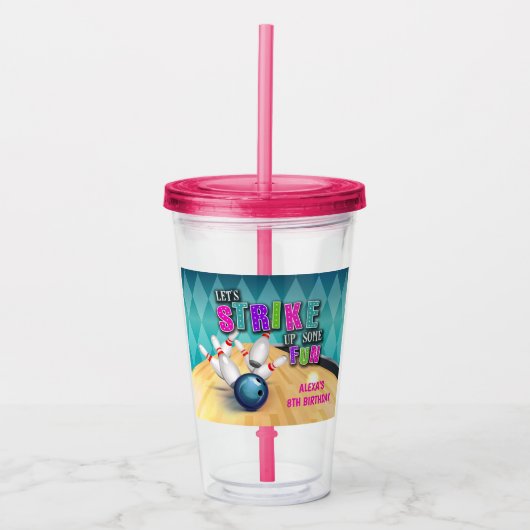 Bowling Birthday 16oz Tumbler - Mädchen Acryltrinkbecher (Vorderseite)