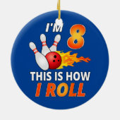Bowling Birthday 8 Year Old Boy Funny Bowler Girl Keramik Ornament (Hinten)