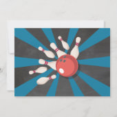 Bowling Birthday Blue Strike Fun Bowl Boys Foto Einladung (Rückseite)