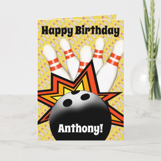 Bowling Birthday Card Karte (Vorderseite)