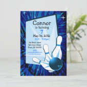 Bowling Birthday Einladung (Stehend Vorderseite)