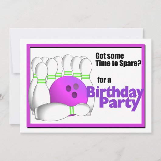 Bowling Birthday Einladung (Vorderseite)