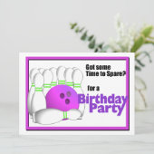 Bowling Birthday Einladung (Stehend Vorderseite)