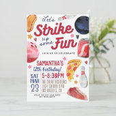 Bowling Birthday Einladung (Stehend Vorderseite)