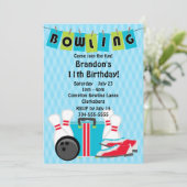 Bowling Birthday Einladung (Stehend Vorderseite)