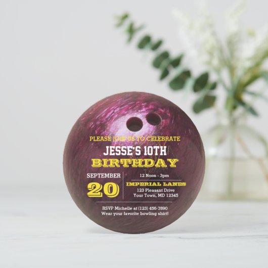 Bowling Birthday Einladung (Stehend Vorderseite)