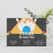 Bowling Birthday Einladung (Stehend Vorderseite)