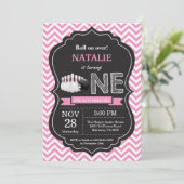 Bowling Birthday Einladung 1. Geburtstag Party (Stehend Vorderseite)