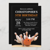 Bowling Birthday Einladung Birthday Party Orange (Vorne/Hinten)