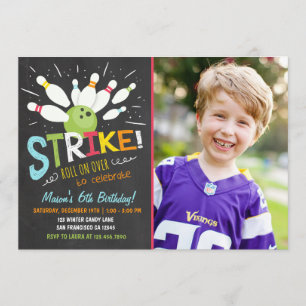 Bowling Birthday Einladung Blue Orange Boy