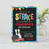 Bowling Birthday Einladung, Bowling Chalkboard Einladung (Stehend Vorderseite)