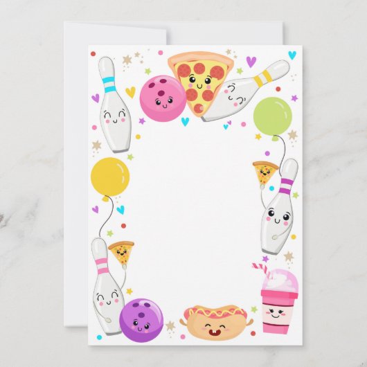 Bowling Birthday Einladung Bowling Pizza Party (Rückseite)