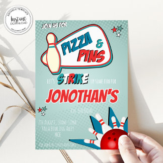 Bowling Birthday Einladung für Jungen,