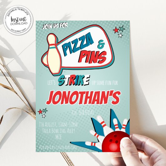 Bowling Birthday Einladung für Jungen,