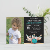 Bowling Birthday Einladung Geburtstagspartei Aquam (Stehend Vorderseite)