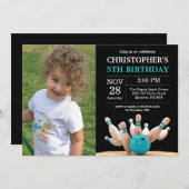 Bowling Birthday Einladung Geburtstagspartei Aquam (Vorne/Hinten)