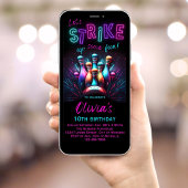 Bowling Birthday Einladung Girls Pink Neon