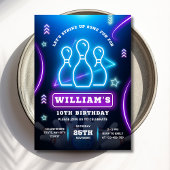 Bowling Birthday Einladung, Glow Neon Party Boys Einladung