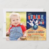 Bowling Birthday Einladung mit Foto - Junge (Vorderseite)