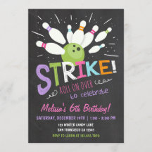 Bowling Birthday Einladung Pink Lila Girl