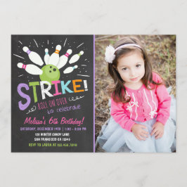 Bowling Birthday Einladung Pink Lila Girl