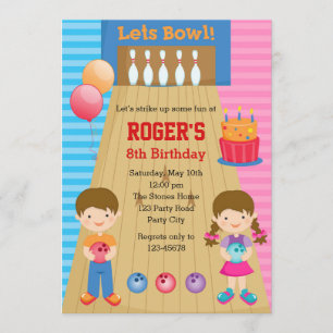 Bowling Birthday Einladungen (Boy Girl Twins)
