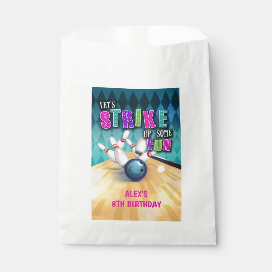 Bowling Birthday Favor Bag - Girl Geschenktütchen (Vorderseite)