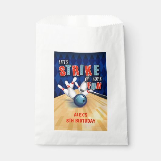 Bowling Birthday Favor Bag - Junge Geschenktütchen (Vorderseite)