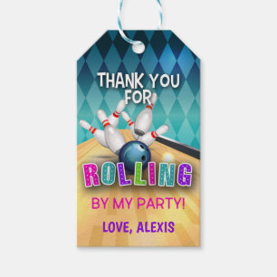 Bowling Birthday Favor Tag - Umzug - Mädchen Geschenkanhänger