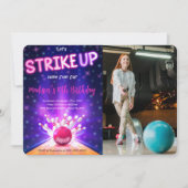 Bowling Birthday Foto Einladung (Vorderseite)