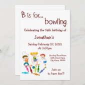 Bowling Birthday für Bowling Party Einladung (Vorne/Hinten)