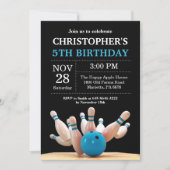 Bowling Birthday Invitation Birthday Party Blue Einladung (Vorderseite)