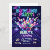Bowling Birthday Invitation Strike Up Some Fun Einladung (Vorne/Hinten)
