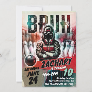 Bowling Birthday Invite Party | BRUH YOU IN Einladung